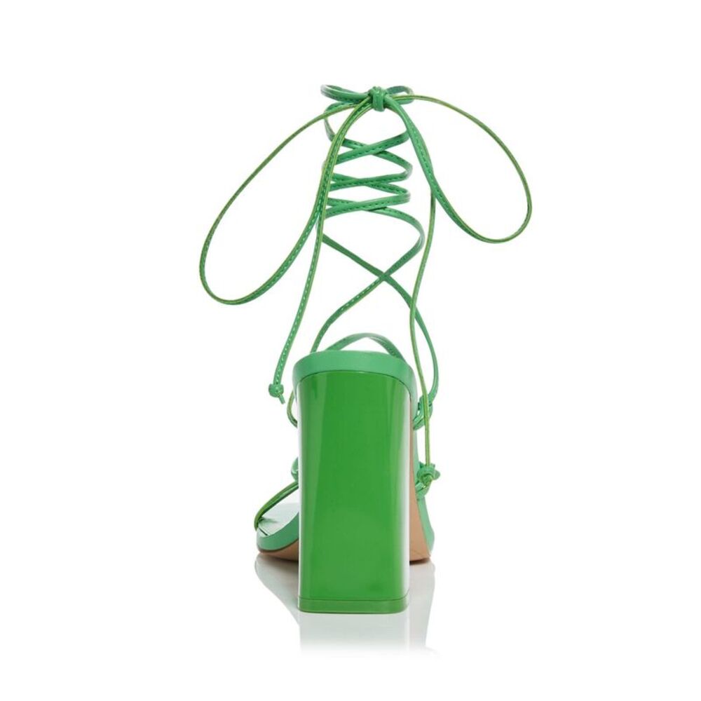 AQUA Womens Green Padded Strappy Leah Square Toe Block Heel Heeled Sandal 6 M - Picture 2 of 3